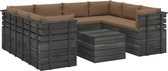 Medina 9-delige Loungeset met kussens pallet massief grenenhout