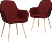 Medina Eetkamerstoelen met armleuningen 2 st stof wijnrood