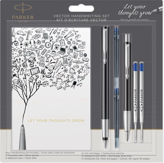 Parker cartouches d'encre pour stylo plume, longue, encre bleue QUINK