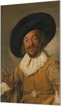 Wandpaneel De vrolijke drinker van Frans Hals  | 70 x 100  CM | Zwart frame | Wand-beugels (27 mm)