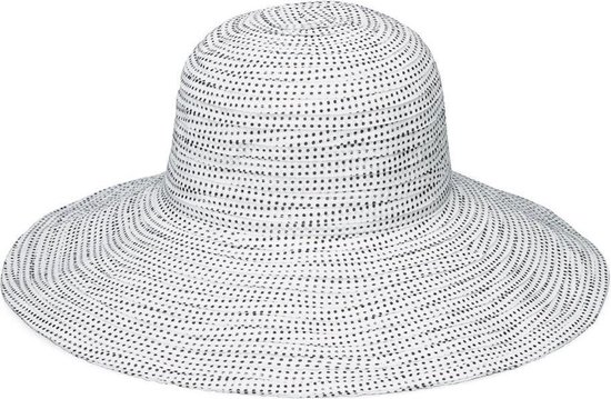 House of Ord Scrunchie Dames Zonnehoed 58cm - Wit/Zwart