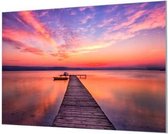 Wandpaneel Zonsondergang aanlegsteiger  | 120 x 80  CM | Zwart frame | Akoestisch (50mm)