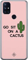 OnePlus Nord N10 5G hoesje siliconen - Go sit on a cactus | OnePlus Nord N10 5G case | Roze | TPU backcover transparant