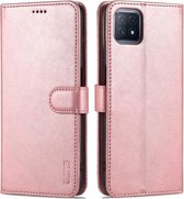 Voor OPPO A72 5G/A52 5G AZNS Huid Voelen Kalf Textuur Horizontale Flip Lederen Case met Kaartsleuven & Houder & Portemonnee (Rose Goud)