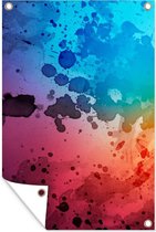 Affiche jardin - Toile jardin - Affiches jardin extérieur - Aquarelle - Rouge - Blauw - Tache de peinture - Posters de jardin cm - Jardin