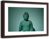Foto in frame , Boeddha in groene schaduw , 120x80cm , Groen zwart , Premium print