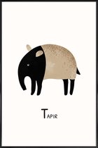 JUNIQE - Poster in kunststof lijst Tapir -30x45 /Grijs & Ivoor