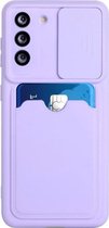 Voor Samsung Galaxy S21 5G Sliding Camera Cover Design TPU-beschermhoes met kaartsleuf (paars)