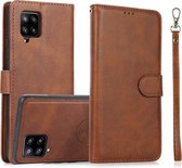 Voor Samsung Galaxy A42 5G Kalf Textuur 2 in 1 Afneembare Magnetische Achterkant Horizontale Flip Lederen Case met Houder & Kaartsleuven & Portemonnee & Fotolijst (Bruin)
