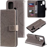 Voor Motorola Moto G10/G30 Totem Bloem Reliëf Horizontale Flip TPU + PU Lederen Case met Houder & Kaartsleuven & Portemonnee (Grijs)