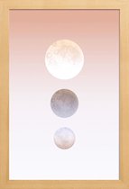 JUNIQE - Poster in houten lijst Moon Triplet -30x45 /Bruin & Oranje