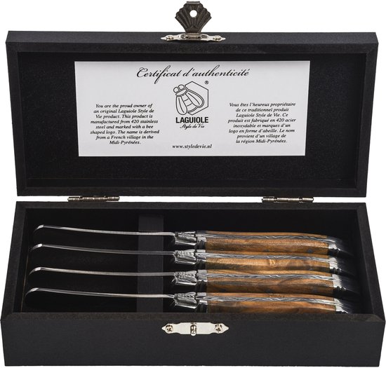 Laguiole Style De Vie Mini Bestek - Tappabestek Set Van 8 Olijfhout 8 Pcs Bestek 45592202