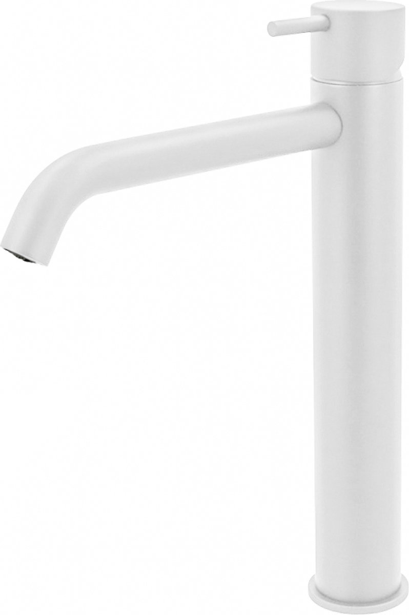 Hotbath Cobber - Wastafelmengkraan - zonder Waste - Laag - Wit - Opbouw - Messing - V02