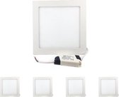 LED Paneel Downlight 18W Slim Vierkant WIT (pak van 5) - - Blanc Froid 6000k - 8000k