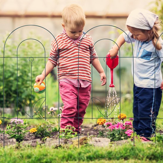 relaxdays clôture de lit 20 pièces - clôture décorative - bordure de bordure - haute - vert - métal - clôture de jardin