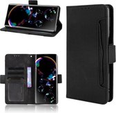 Voor Sharp Aquos R6 Huid Voelen Kalf Patroon Horizontale Flip Lederen Case met Houder & Kaartsleuven & Fotolijst (Zwart)