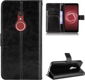 Voor Fujitsu Arrows Be4 Plus/F-41B Crazy Horse Textuur Horizontale Flip Lederen Case met Houder & Kaartsleuven & Lanyard (Zwart)