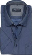 CASA MODA Sport comfort fit overhemd - korte mouw - blauw mini dessin (contrast) - Strijkvriendelijk - Boordmaat: 47/48