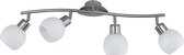 LED Plafondspot - Torna Frudo - 16W - E14 Fitting - Warm Wit 3000K - 4-lichts - Rond - Mat Nikkel - Aluminium