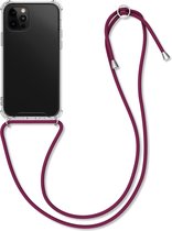 kwmobile telefoonhoesje compatibel met Apple iPhone 12 Pro Max - Hoesje met koord - Back cover in transparant / donkerrood