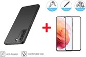 2-In-1 Screenprotector Hoesje Bescherming Protector Set Geschikt Voor Samsung Galaxy S21 (5G) - Full Cover 3D Tempered Glass Screen Protector Siliconen Back Bescherm Hoes Cover Cas