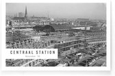 Walljar - Centraal Station Rotterdam '55 - Zwart wit poster