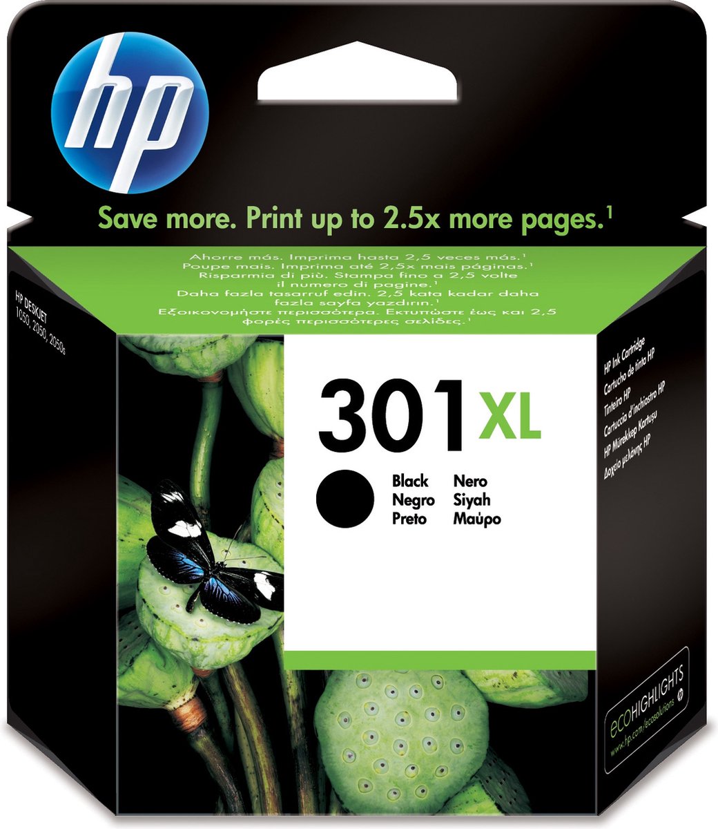 HP 301XL - Inktcartridge - Zwart - Hoge Capaciteit (CH563EE)  blisterverpakking | bol.com