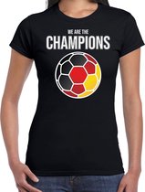 Duitsland EK/ WK supporter t-shirt - we are the champions met Duitse voetbal - zwart - dames - kleding / shirt S