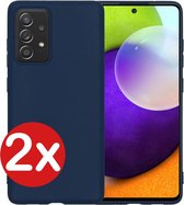Samsung Galaxy A52 Hoesje Siliconen Case Cover - Samsung A52 Hoesje Cover Hoes Siliconen - Donker Blauw - 2 PACK