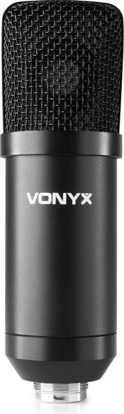 USB microfoon voor pc - USB Studio microfoon met standaard - Vonyx CMS300B - Condensator - incl ruisfilter - Zwart - Vonyx
