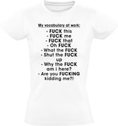 Vocabulary at work dames t-shirt | taalgebruik | werk | bedrijf | schelden |  Wit