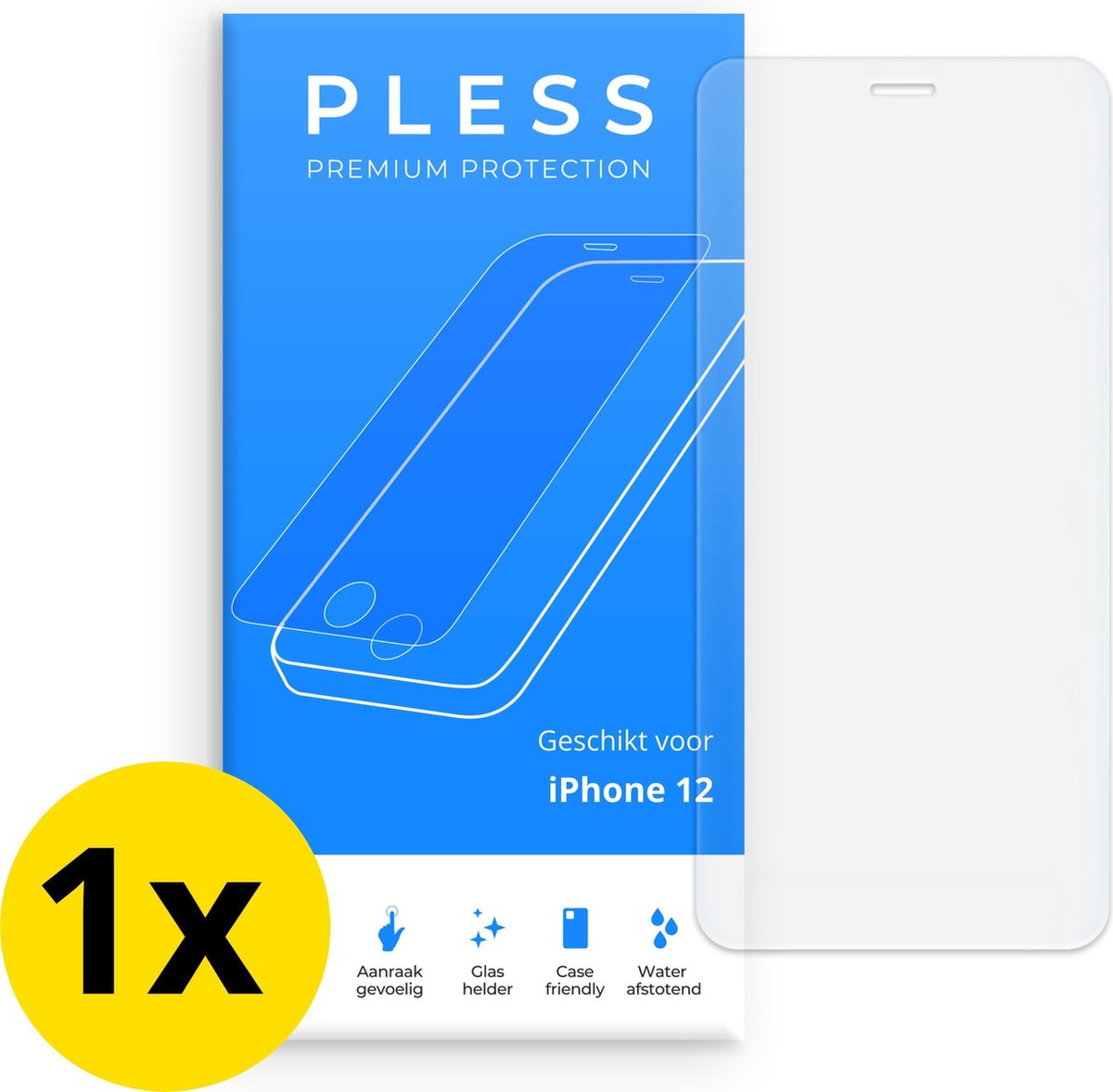 iPhone 12 Screenprotector 1x - Beschermglas Tempered Glass Cover - Pless®
