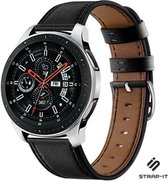 Leer Smartwatch bandje - Geschikt voor Strap-it Samsung Galaxy Watch 46mm bandje leer - strak zwart - Strap-it Horlogeband / Polsband / Armband