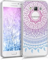kwmobile telefoonhoesje voor Samsung Galaxy A3 (2015) - Hoesje voor smartphone in blauw / roze / transparant - Indian Sun design