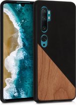 kwmobile hoesje voor Xiaomi Mi Note 10 / Note 10 Pro - Backcover in zwart / bruin -Smartphonehoesje - Twee Kleuren Hout design
