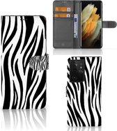 Beschermhoesje Geschikt voor Samsung Galaxy S21 Ultra Smartphone Hoesje Zebra