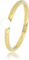 My Bendel - Aanschuifring - goud - wit - Dames ring goud met 4 mm wit bolletje - Met luxe cadeauverpakking