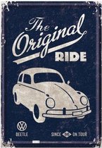 VW Beetle The Original Ride Metalen Postcard10x14 cm