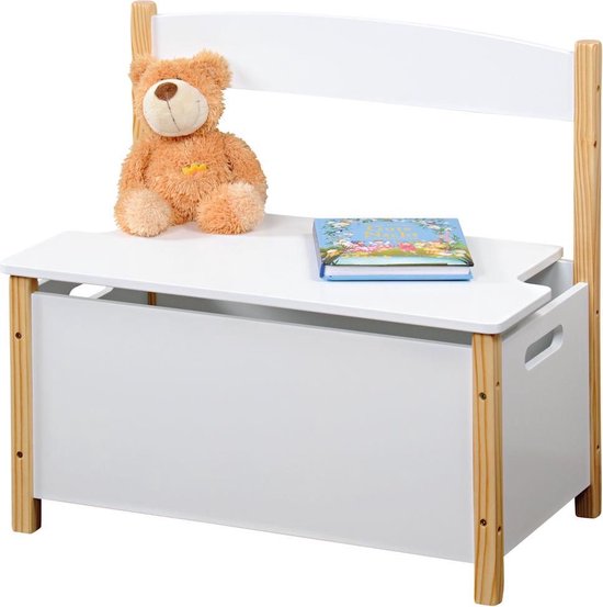 FSC® Houten Opbergkist met zitbank - Speelgoedkist - Voor het opbergen van kinder speelgoed - Houten bank - Afm. 60 x 34.5 x 56 Cm