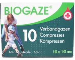 Biogaze verbandgazen 10x10cm 10 st