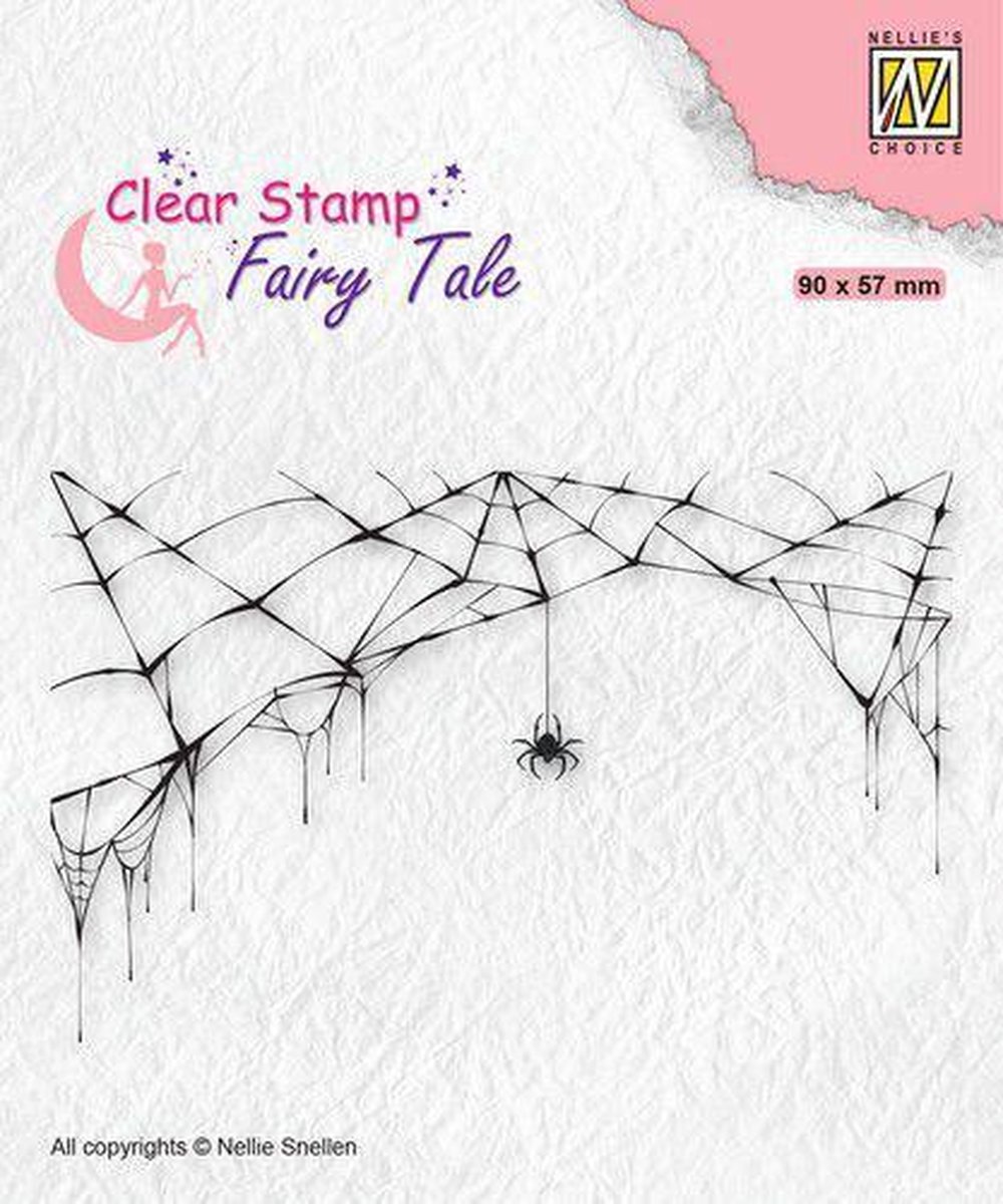 FTCS024 stempel Nellie Snellen - Clearstamp silhouette - Fairy serie web - spinnenweb - halloween spinneweb met spin