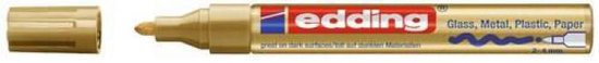 Gouden Edding lakmarker met dop, voor glas, metaal, plastic en papier.