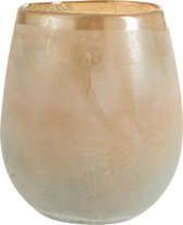 J-Line Windlicht Scavo Rand Glas Oranje/Blauw Small