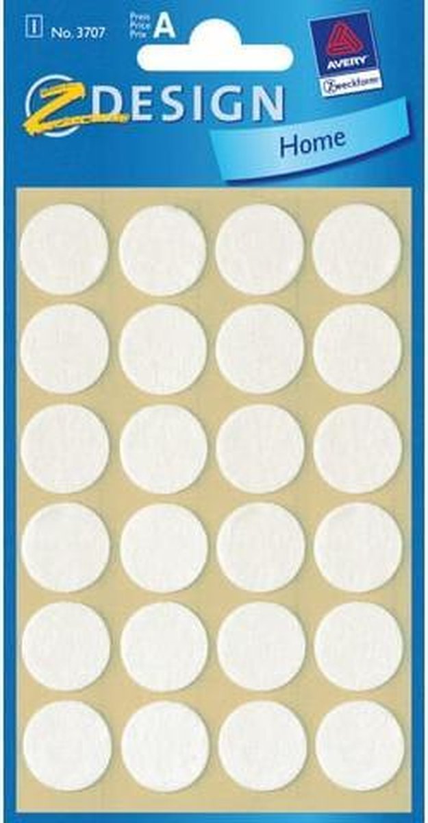 Avery Viltjes Z-design 18mm rond - wit pakje a 24st.