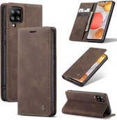 CaseMe - Hoesje geschikt voor Samsung Galaxy A42 5G -Wallet Book Case - Magneetsluiting - Donker Bruin