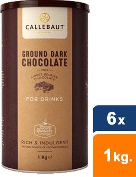 Callebaut - Chocolat noir moulu pour boissons au chocolat - 6x 1kg