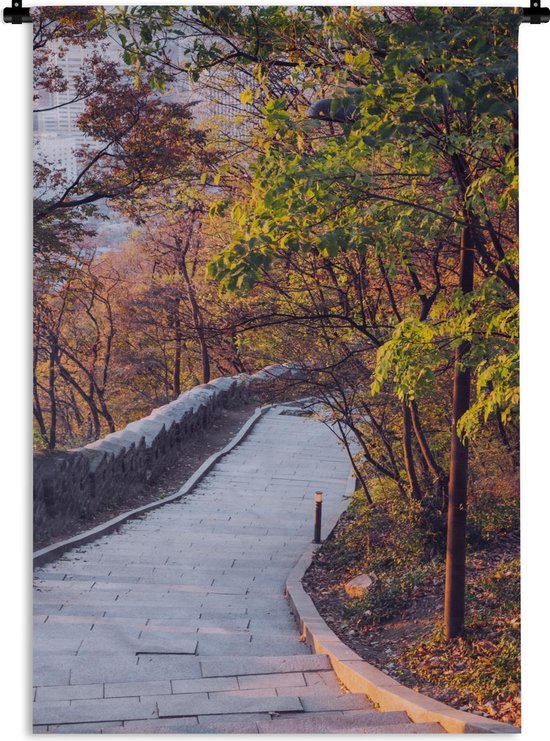 Wandkleed Zuid-Korea - Trap naar Namsan in Zuis-Korea Wandkleed katoen 60x90 cm - Wandtapijt met foto