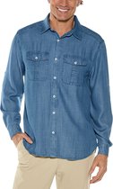 Coolibar - UV Overhemd voor heren - Carson Chambray - Lichtblauw - maat XXL