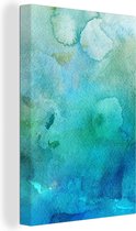 Canvas Schilderij Waterverf - Blauw - Donker Blauw - 60x90 cm - Wanddecoratie