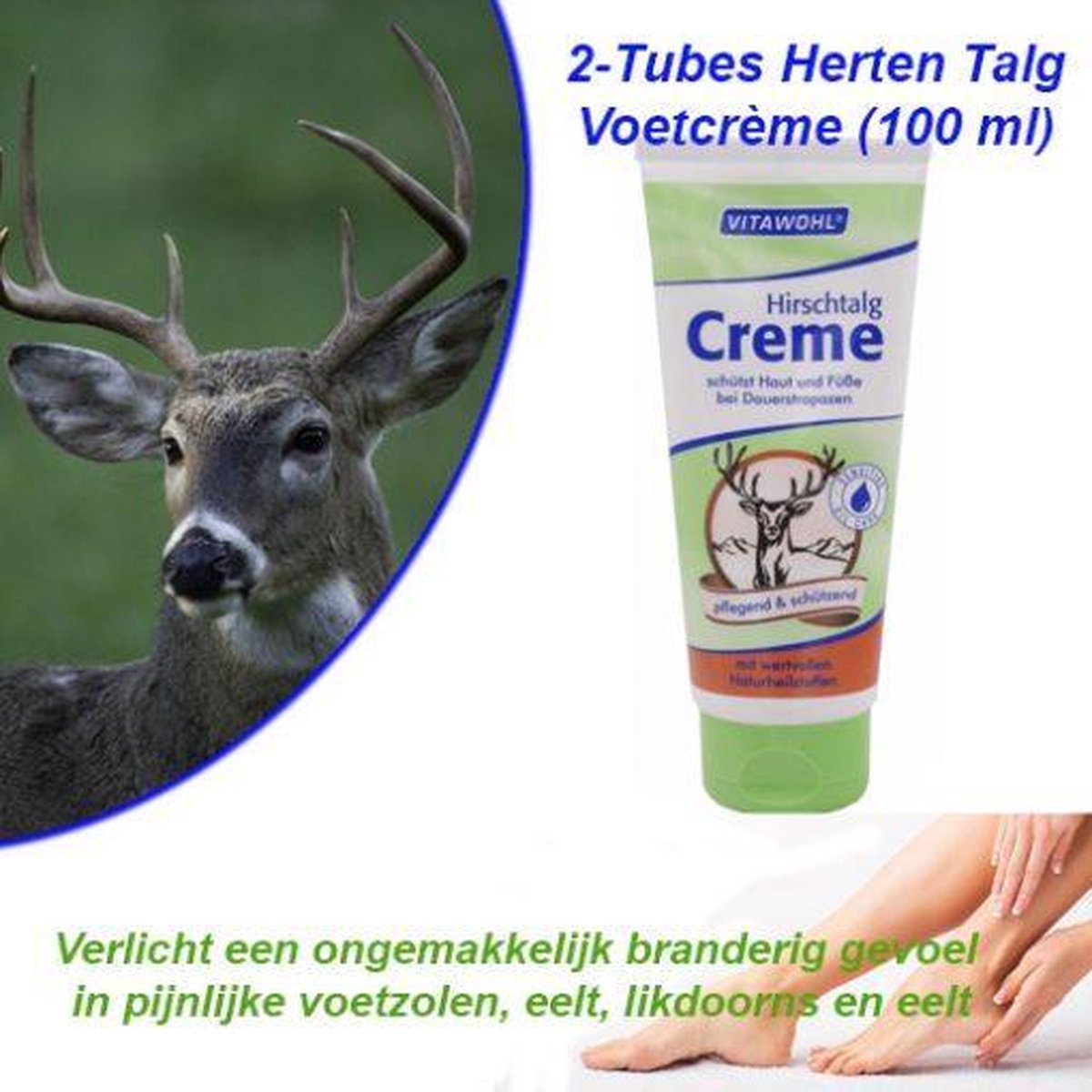 2-Tubes Herten Talg Voetcrème (100 ml)
